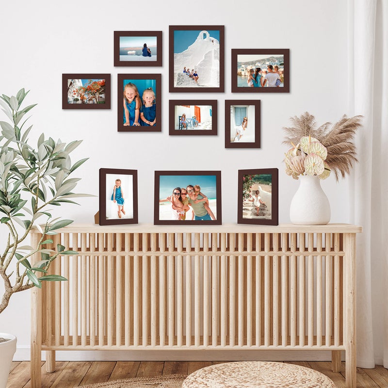 Americanflat Set of 10 Picture Frames with Shatter-Resistant Glass - Gallery Wall Frame Set with Two 8x10, Four 5x7 and Four 4x6 Frames - Signature Collection - Mahogany - Image 4